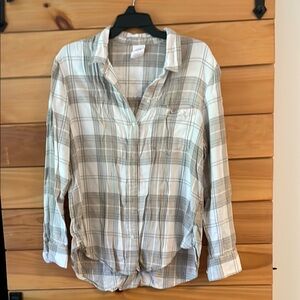 GAP Gray and White Plaid Shirt